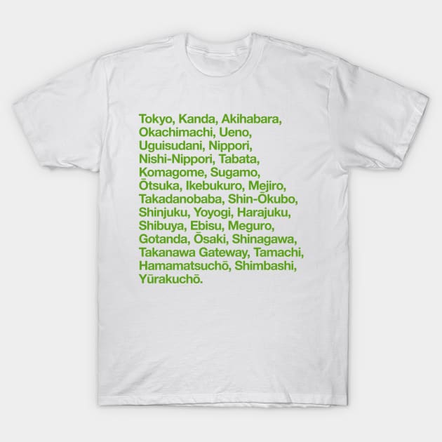 Yamanote Line Train Stations T-Shirt by conform